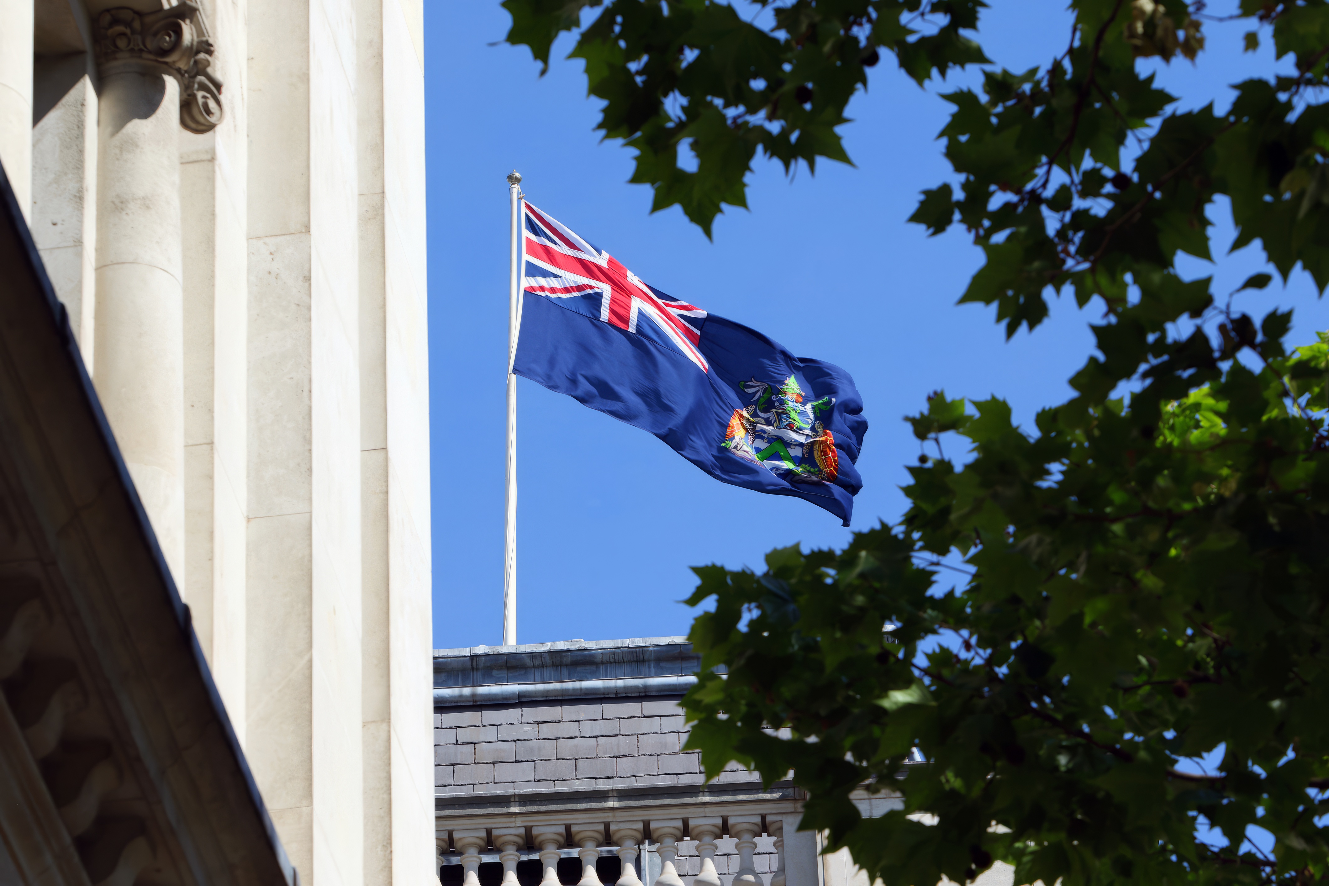 Ascension Island flag flying