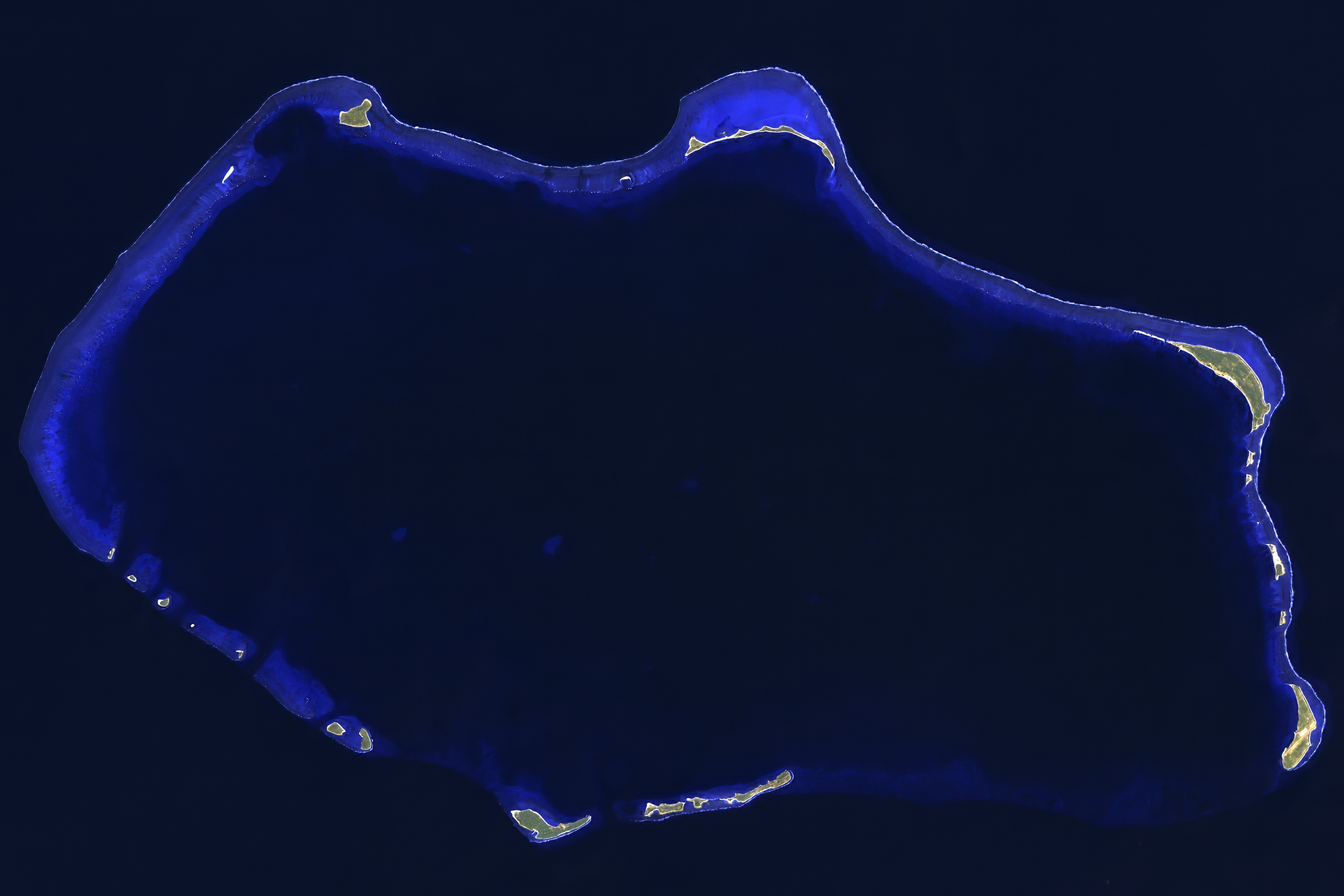 Aerial view of Bikini Atoll taken from a satellite