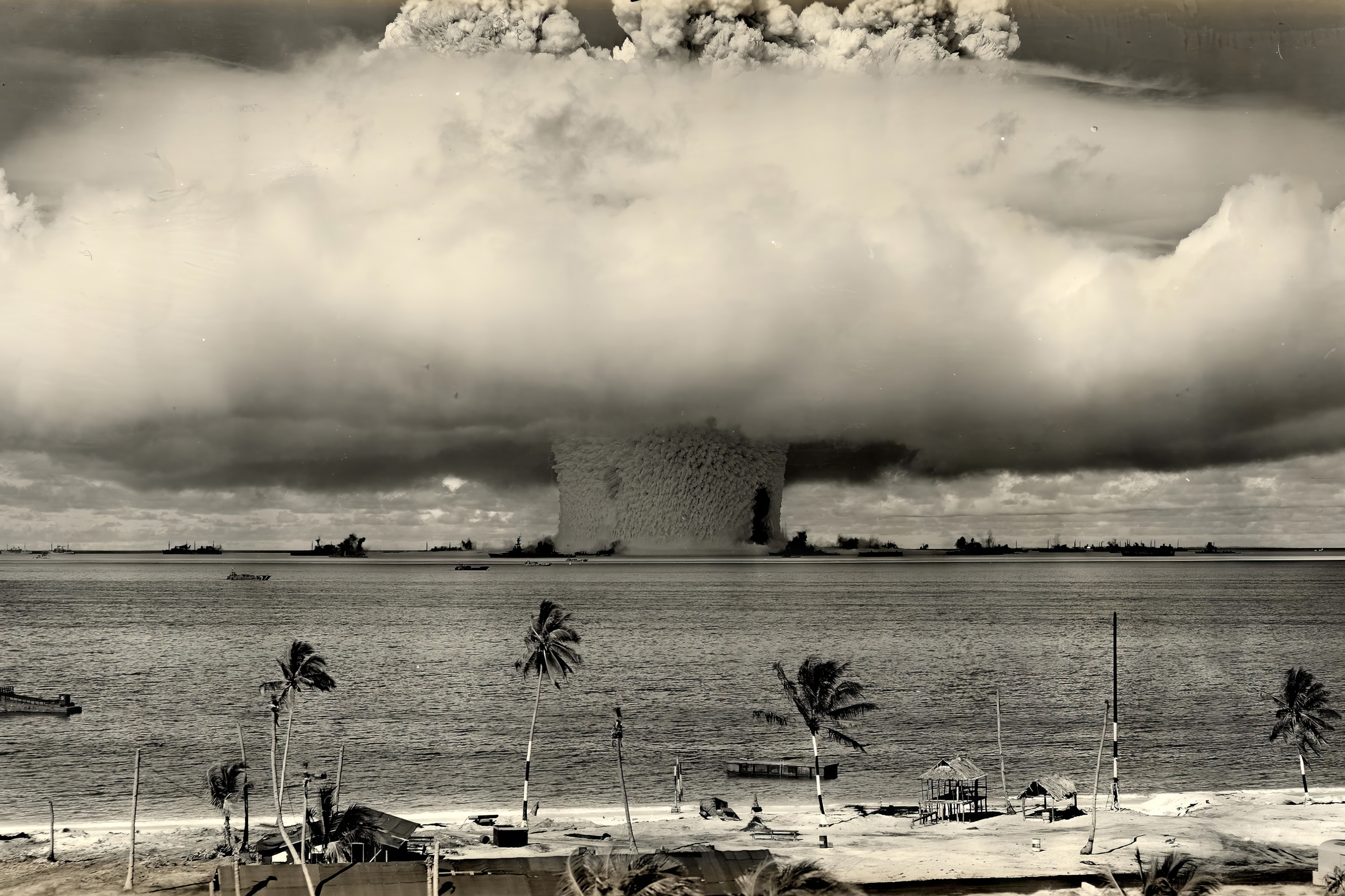 View of Atomic bomb blast as part of Operation Crossroads in Bikini Atoll