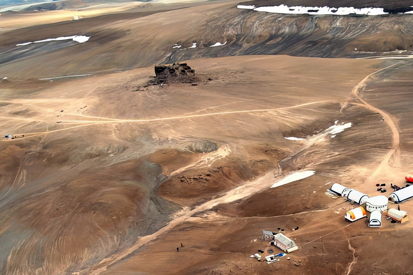 Aerial View of Haughton Mars Project Research Station on Devon Island in 2006