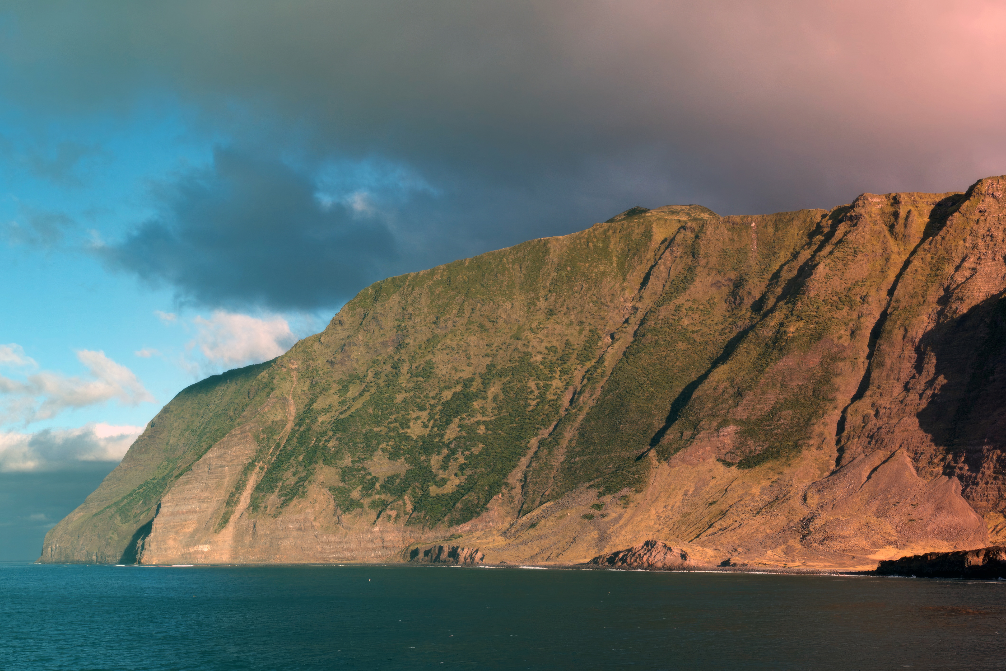 A view of the island of Tristan Da Cunha in the afternoon sunlight in 2012